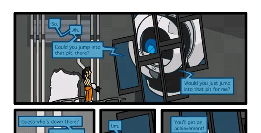 Awkward Zombie comic about achievements in Portal 2