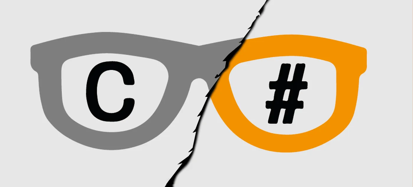 Zie Scherp logo: glasses with a grey C and an orange #, torn down the middle